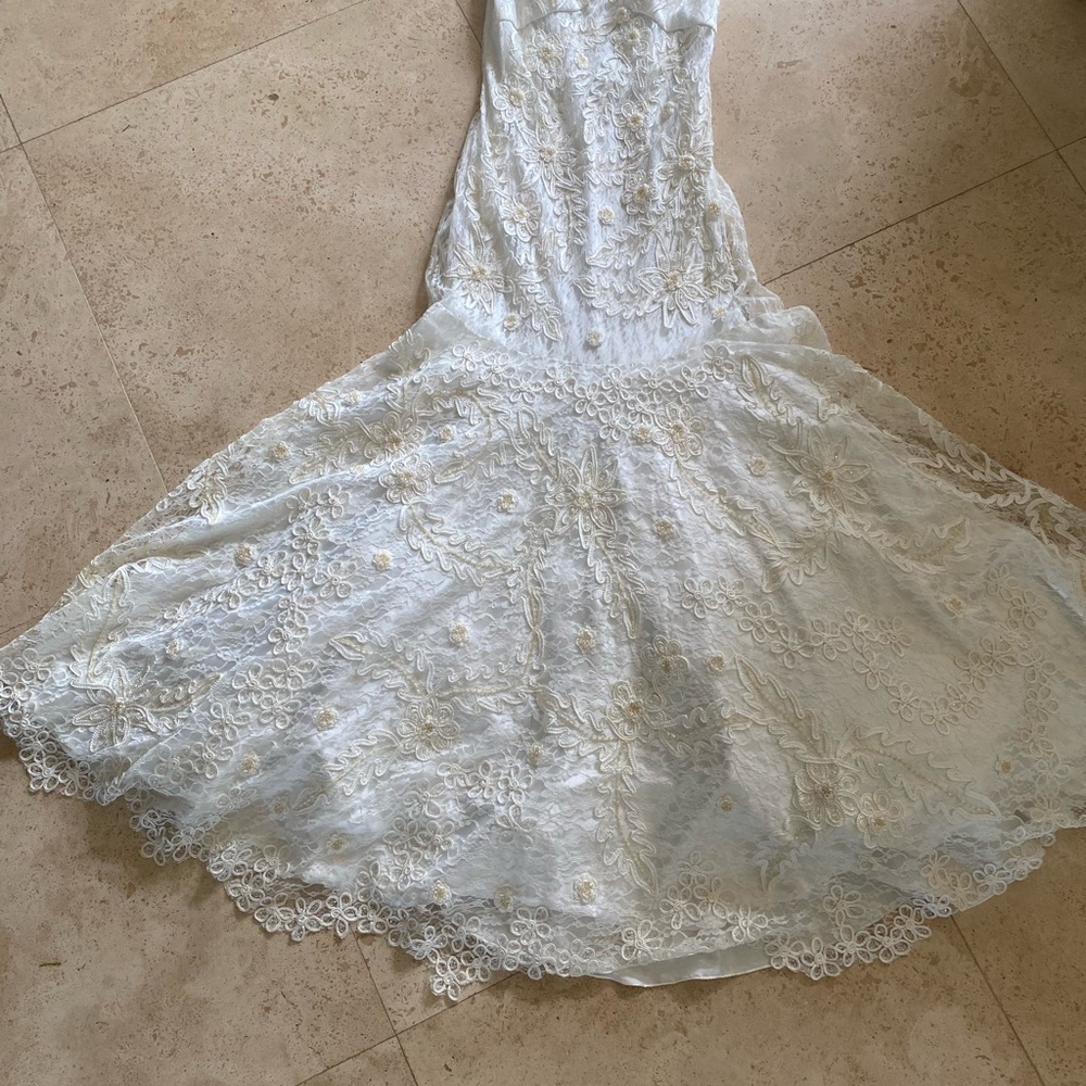 White Lace Tiered Gown
